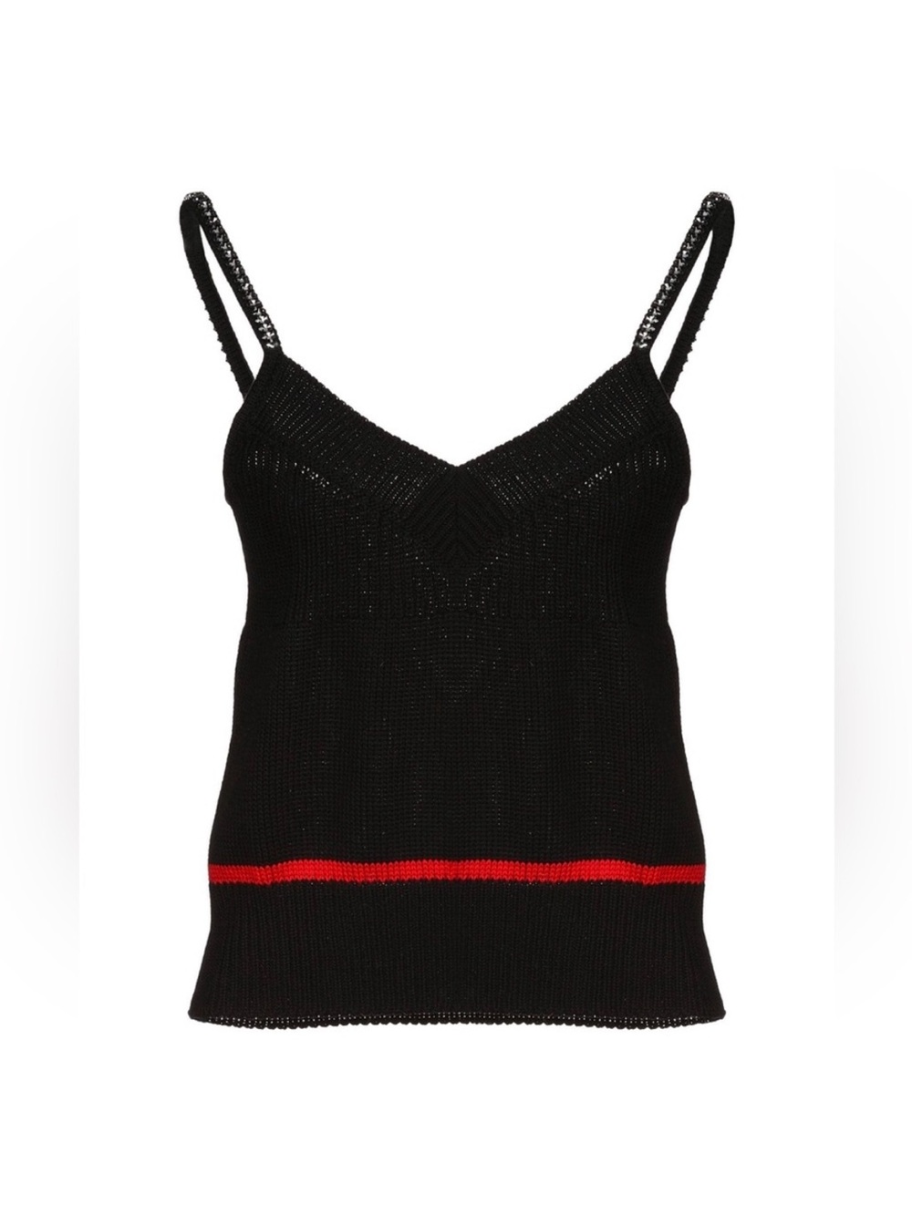 N21 black crystal embellished strap knit tank top 2